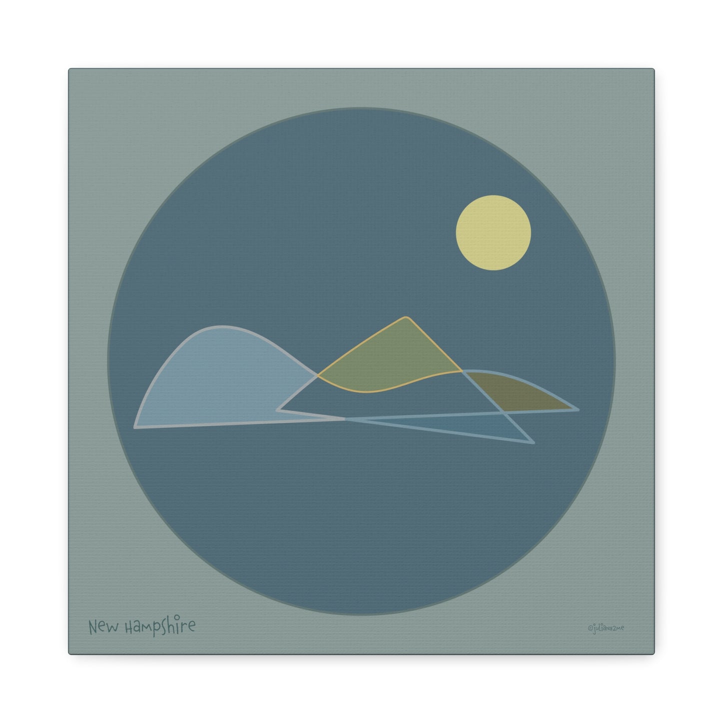 New Hampshire Shapes Canvas Print - Minimal Line Art for Mountain Lovers Vista Nuovo Fine Art Prints by Juliana2me