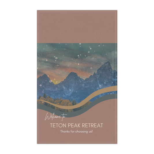 National Park Welcome Tea Towels, Teton Design, for Airbnb Hosts, Personalized with the name of your BnB