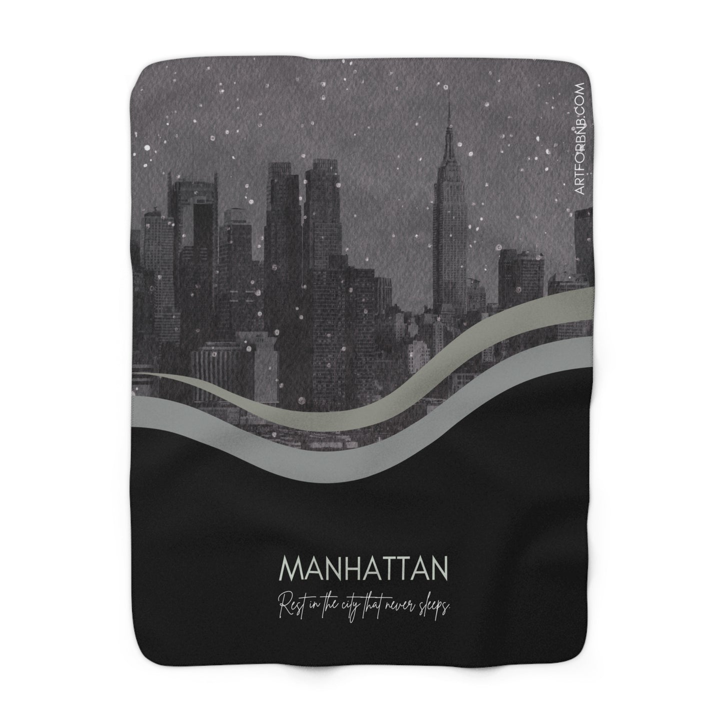 Sherpa Fleece Blanket - Manhattan City Skyline Customizable Throw Vista Nuovo Fine Art Prints by Juliana2me
