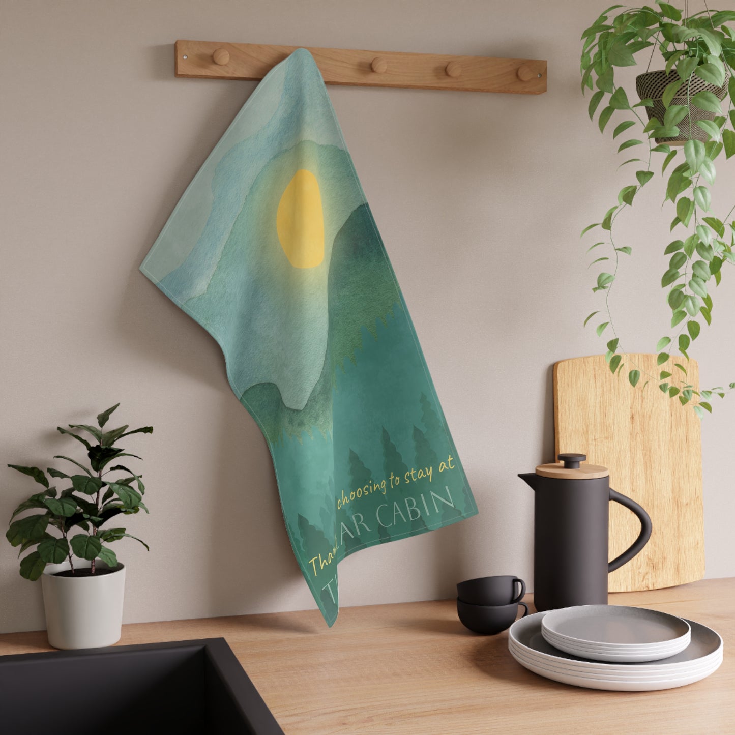 Rustic Mountain Tea Towels - Thank You for Choosing The Bear Cabin Vista Nuovo Fine Art Prints by Juliana2me