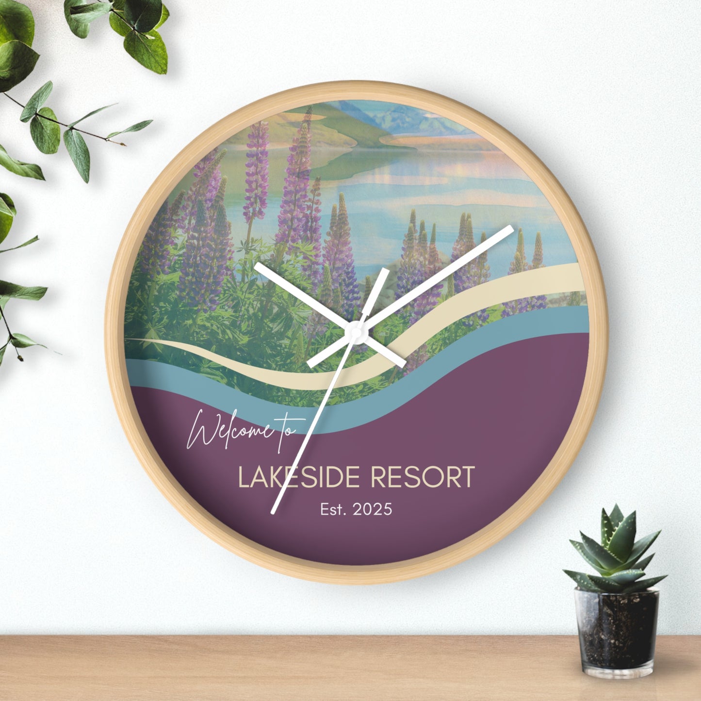 Lakeside Lupine Wall Clock Vista Nuovo Fine Art Prints by Juliana2me