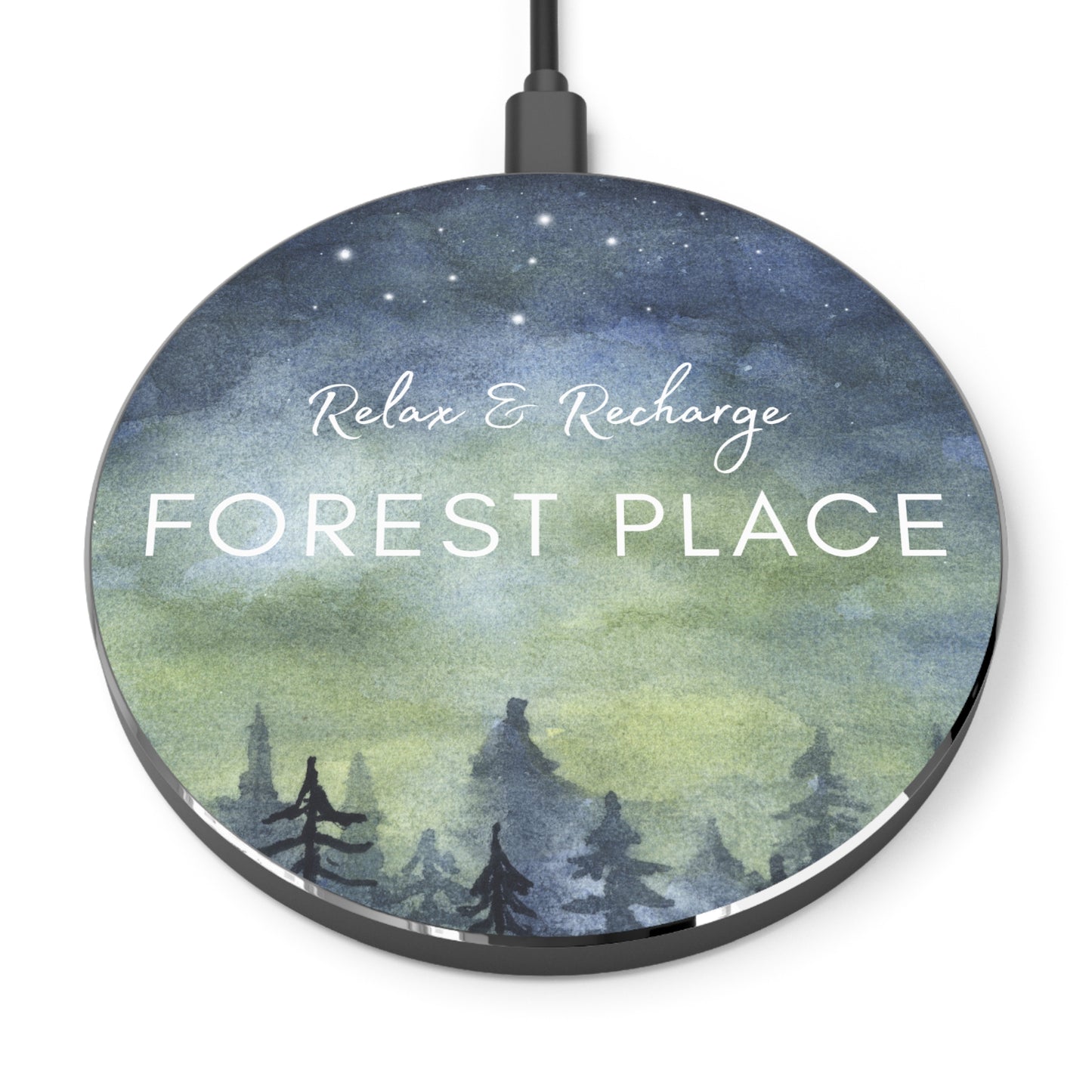 Custom Wireless Charger - Forest Nights Sky Themed Charging Pad Vista Nuovo Fine Art Prints by Juliana2me