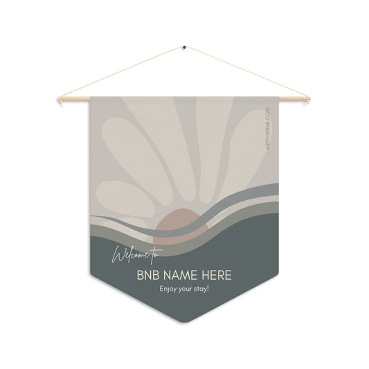 Flower Sun in Custom Colors Welcome Pennant Banner for Airbnb, Home Decor, Personalized Sign, Guest Welcome