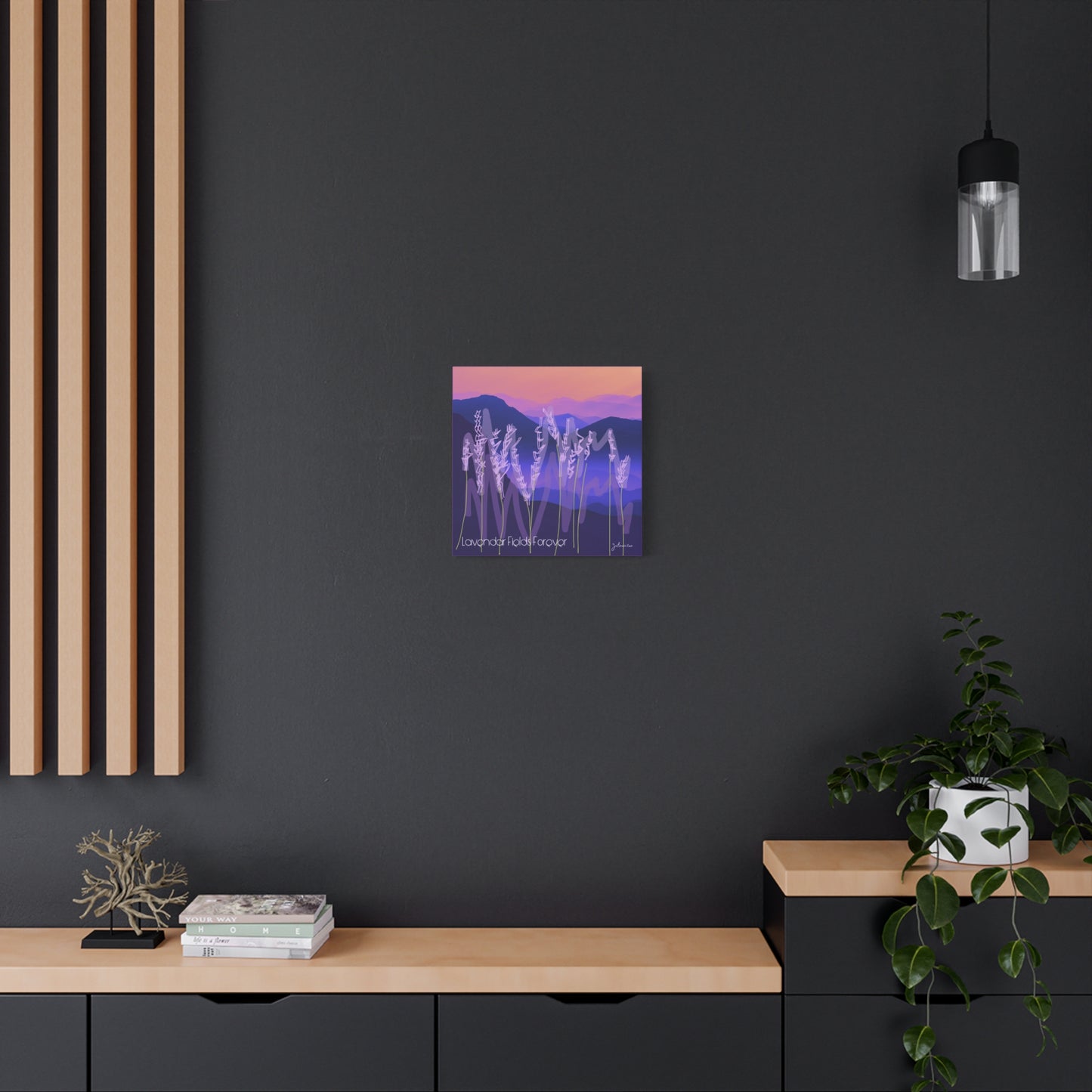 Lavendar Fields Forever, Graphic Canvas Print, Bold and Colorful for a Statement in Your Vacation Rental Home Vista Nuovo Fine Art Prints by Juliana2me