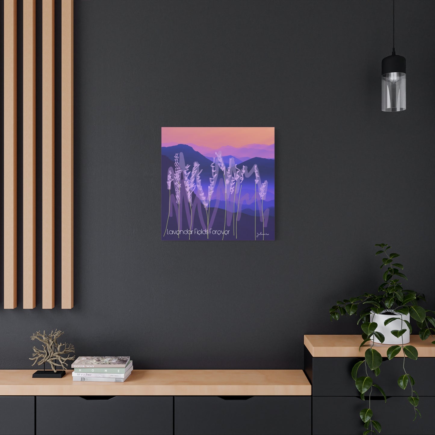 Lavendar Fields Forever, Graphic Canvas Print, Bold and Colorful for a Statement in Your Vacation Rental Home Vista Nuovo Fine Art Prints by Juliana2me