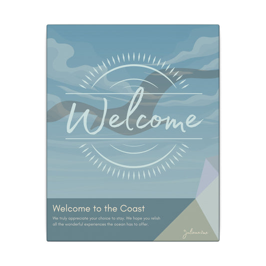 Seagull Canvas Welcome Sign for Airbnb Hosts (Welcome to the Coast)