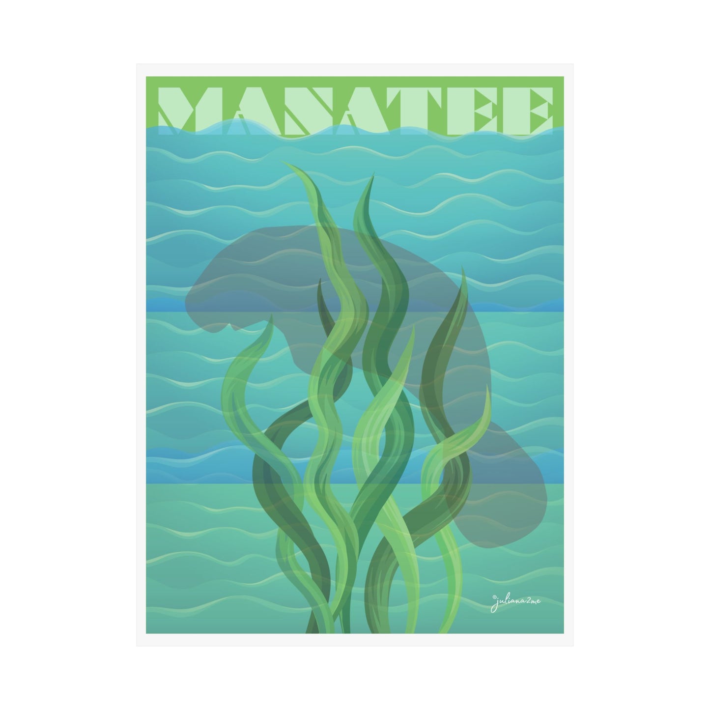 Vibrant Manatee Poster - To help the Manatees Vista Nuovo Fine Art Prints by Juliana2me