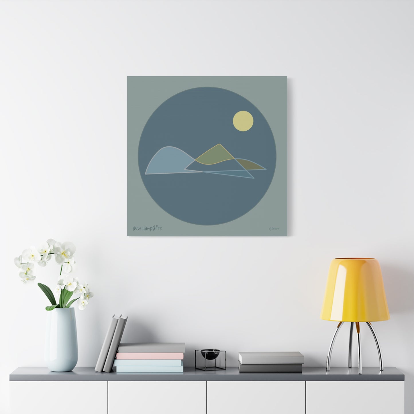 New Hampshire Shapes Canvas Print - Minimal Line Art for Mountain Lovers Vista Nuovo Fine Art Prints by Juliana2me