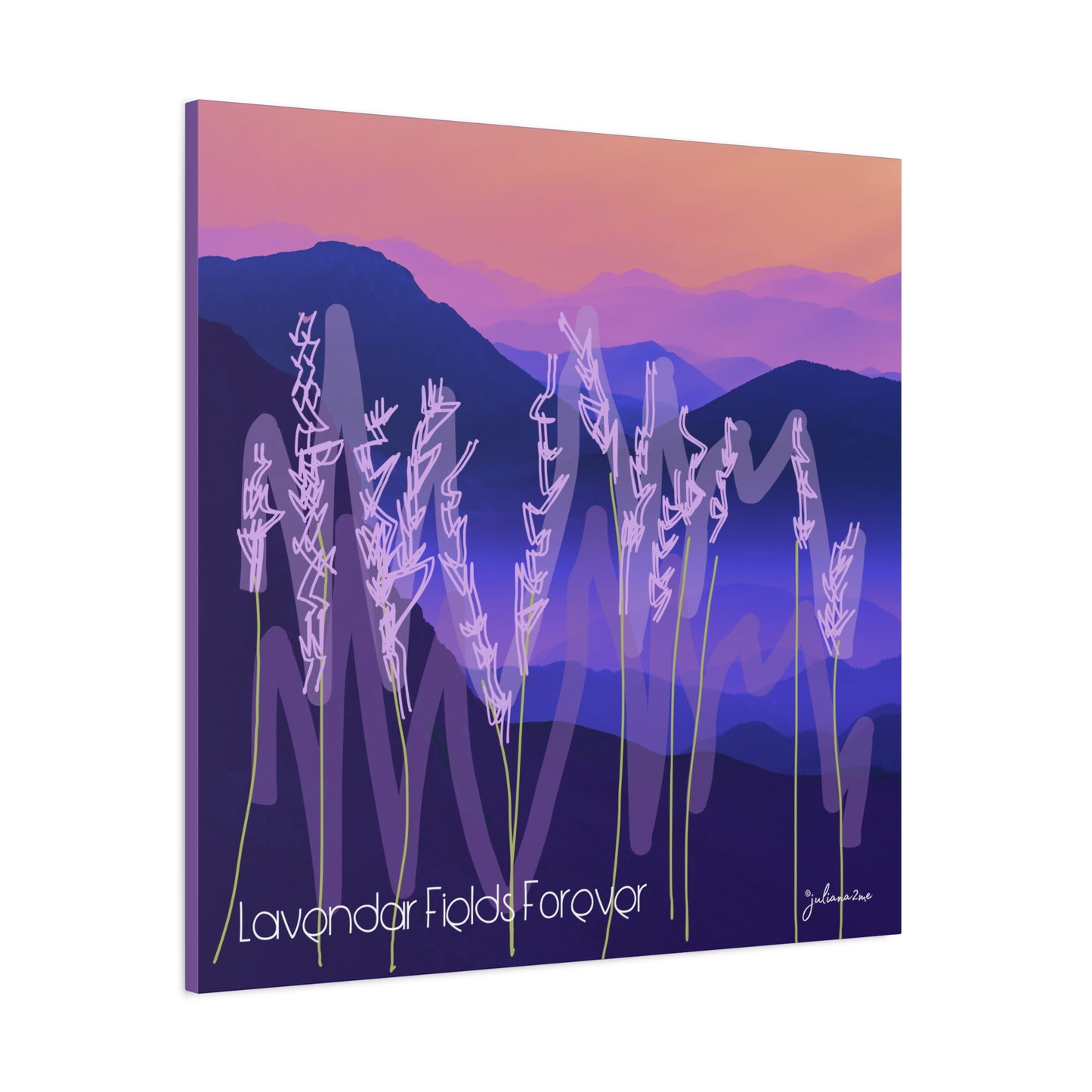 Lavendar Fields Forever, Graphic Canvas Print, Bold and Colorful for a Statement in Your Vacation Rental Home Vista Nuovo Fine Art Prints by Juliana2me