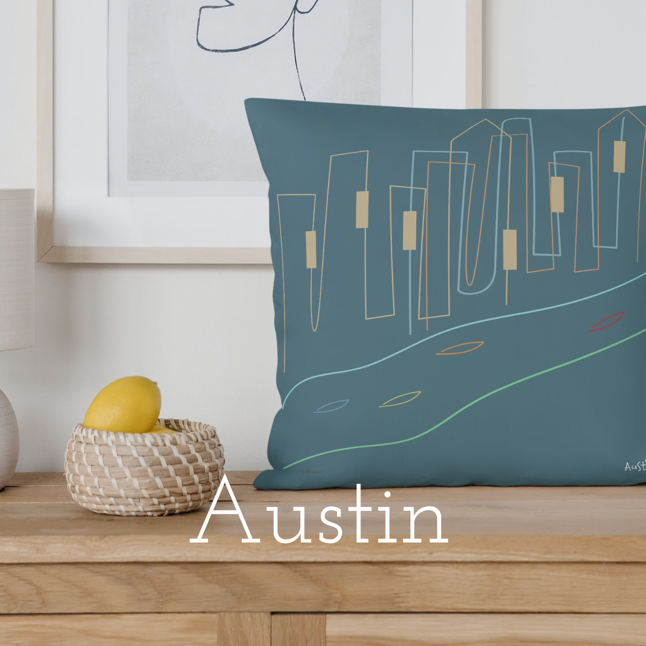 Mini Major Cities Pillows For Airbnb/Vrbo/Homeaway Vacation Rental Homes in and Around the Cities Vista Nuovo Fine Art Prints by Juliana2me