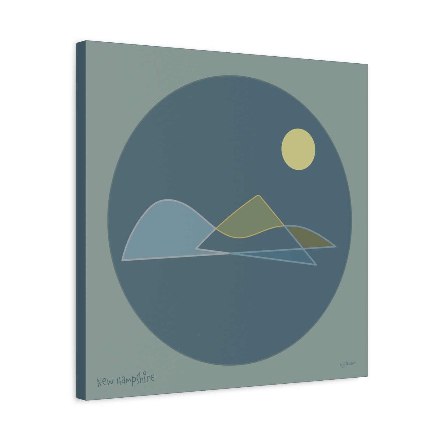 New Hampshire Shapes Canvas Print - Minimal Line Art for Mountain Lovers Vista Nuovo Fine Art Prints by Juliana2me