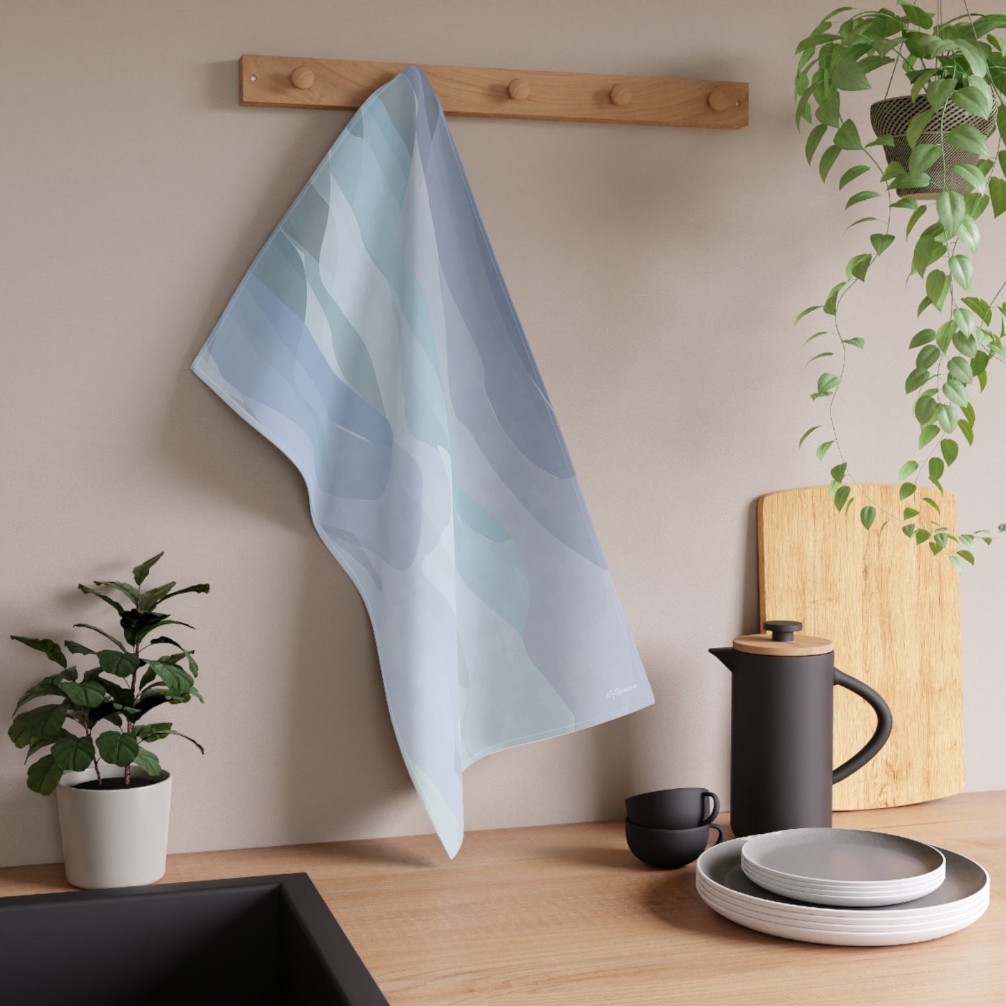 Powder Day Abstract Tea Towels - Stylish Cotton & Poly Fabric Kitchen Decor for Your Vacation Ski Rental Home Vista Nuovo Fine Art Prints by Juliana2me