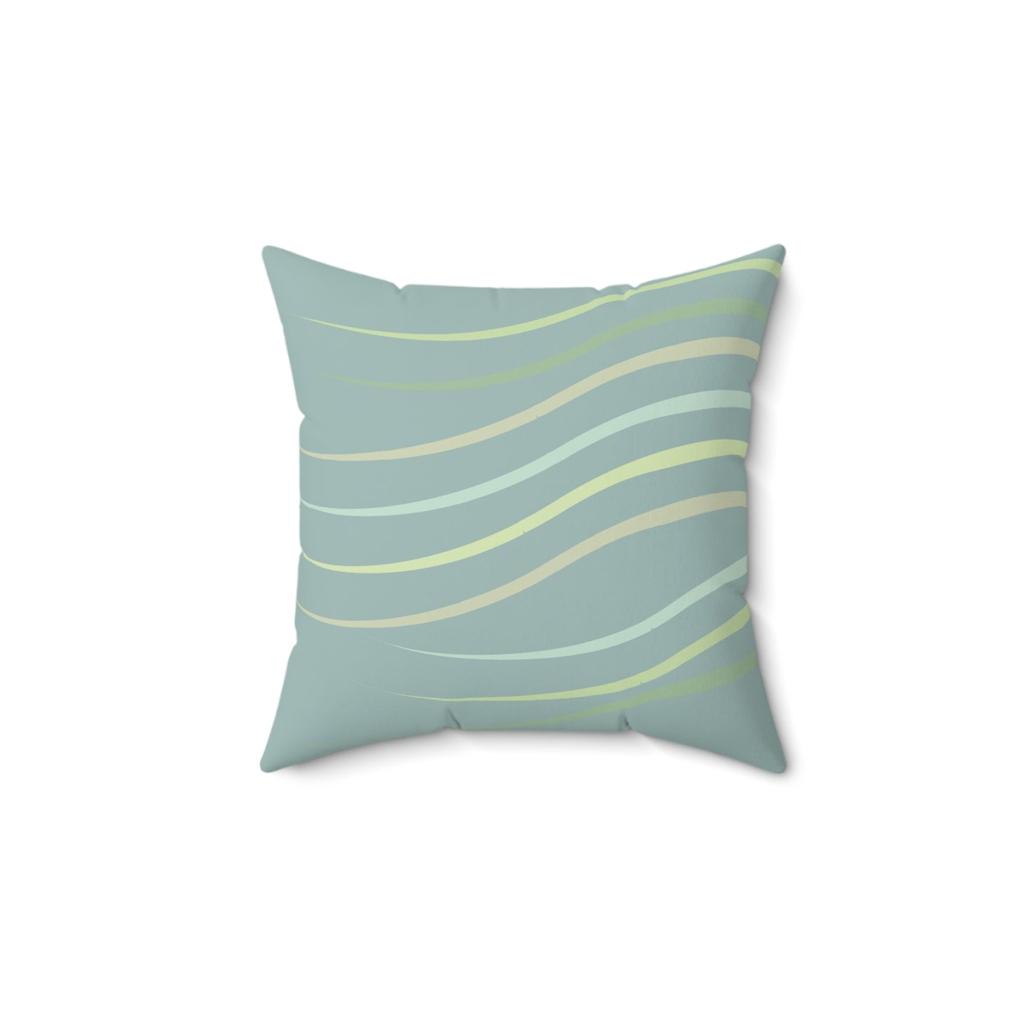 Summer Breeze Trendy Wave Print Square Pillow - Cozy Living Room Decor Perfect for Coastal Vacation Homes Vista Nuovo Fine Art Prints by Juliana2me