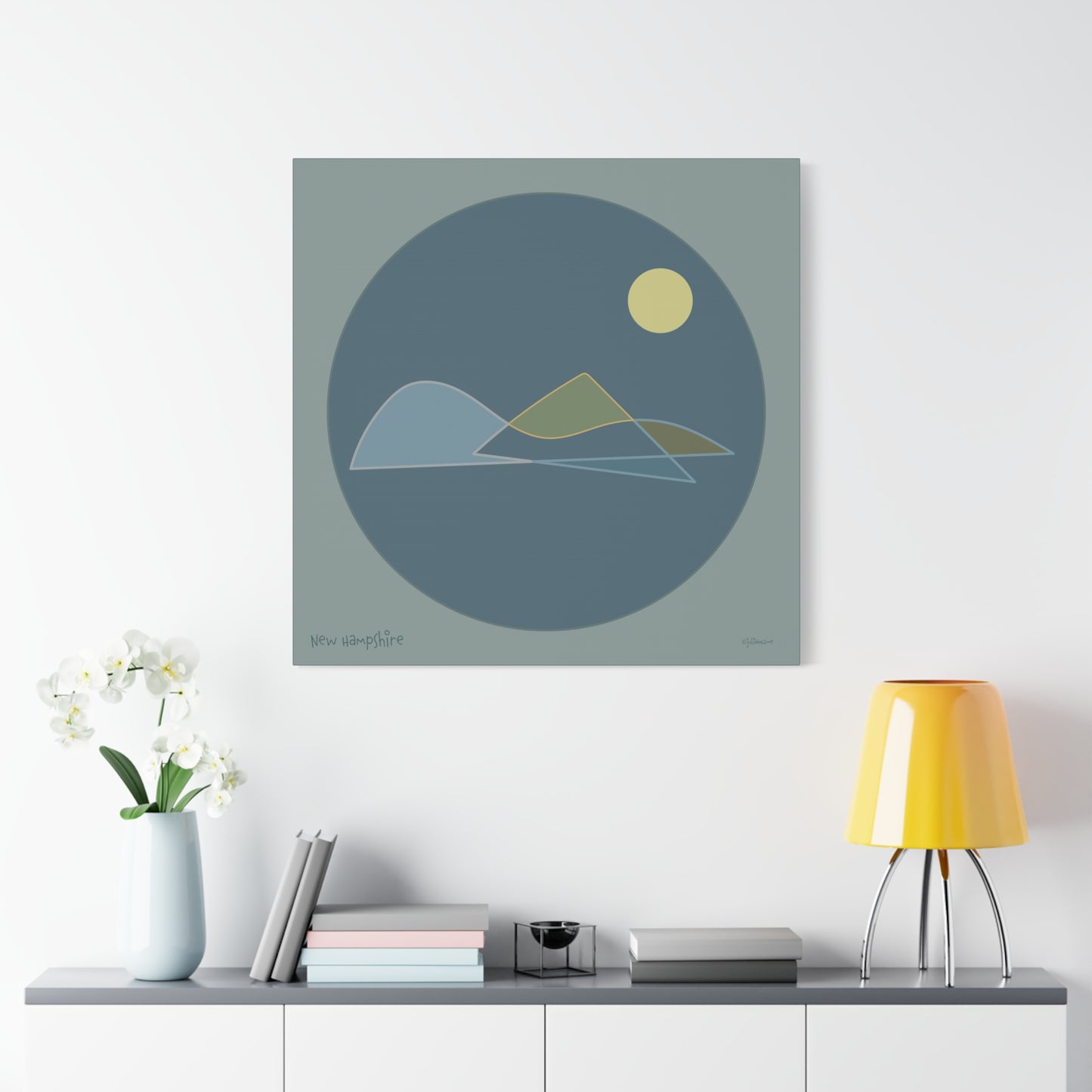 New Hampshire Shapes Canvas Print - Minimal Line Art for Mountain Lovers Vista Nuovo Fine Art Prints by Juliana2me