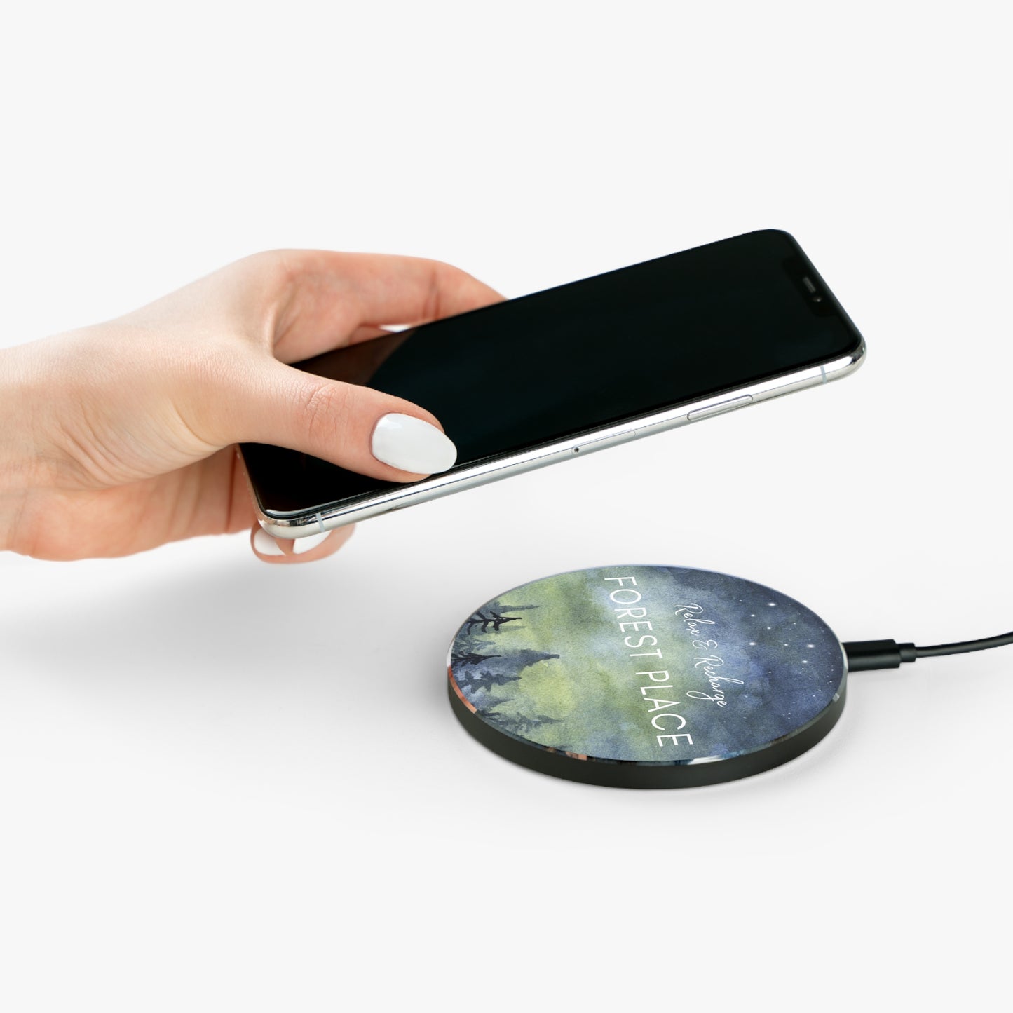 Custom Wireless Charger - Forest Nights Sky Themed Charging Pad Vista Nuovo Fine Art Prints by Juliana2me