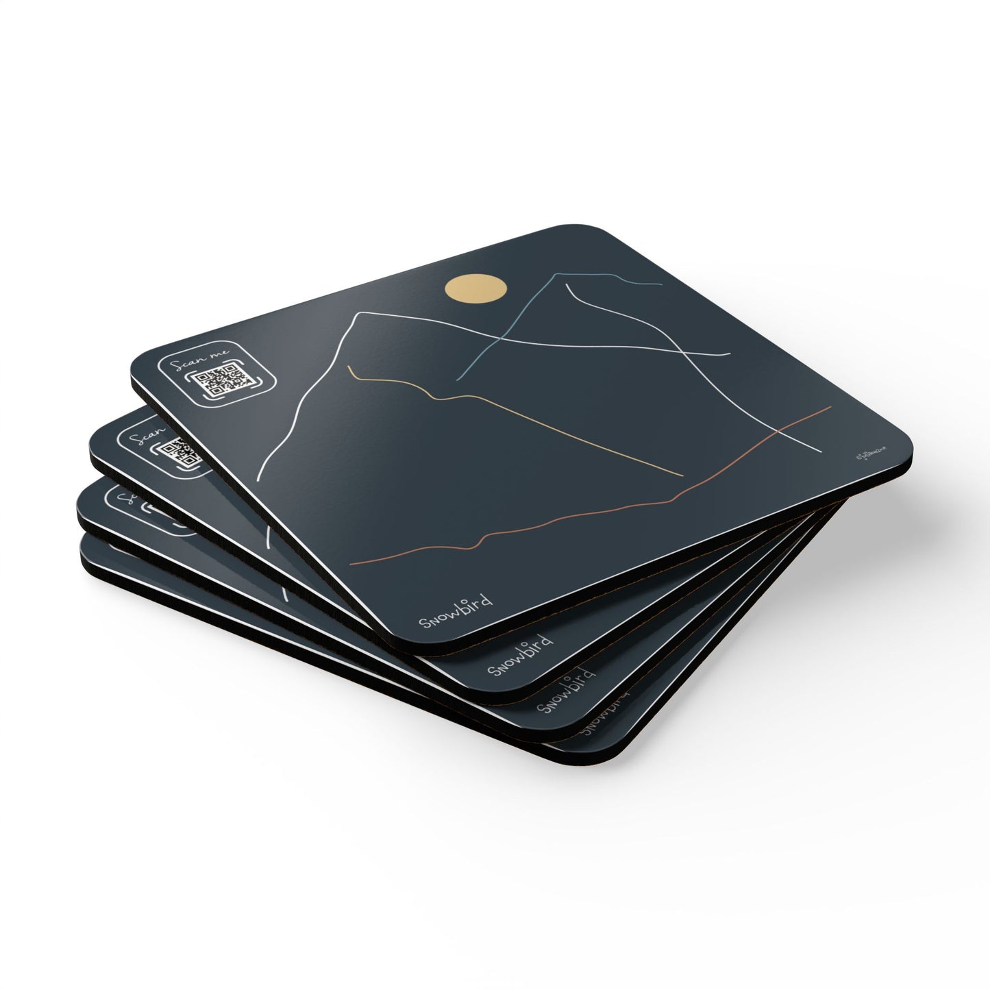 Minimalist Corkwood Coaster Set - Stylish Snowbird Mountain Design - Perfect for your BNB in Utah Vista Nuovo Fine Art Prints by Juliana2me
