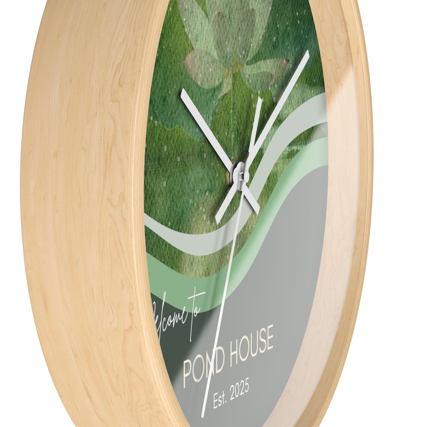Serene Pond House Wall Clock, Personalized Home Decor, Artful Timepiece, Unique Gift, Botanical Clock, Cottage Vibe Vista Nuovo Fine Art Prints by Juliana2me