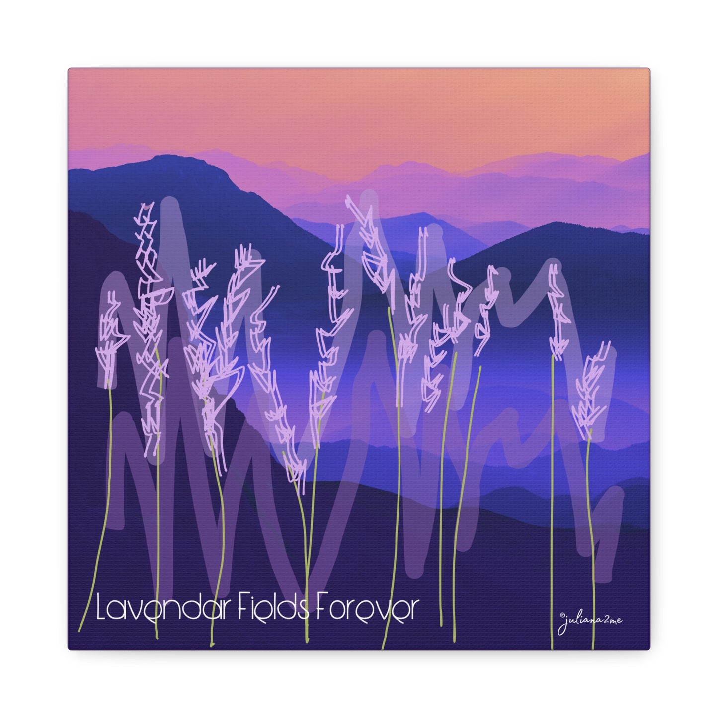 Lavendar Fields Forever, Graphic Canvas Print, Bold and Colorful for a Statement in Your Vacation Rental Home Vista Nuovo Fine Art Prints by Juliana2me