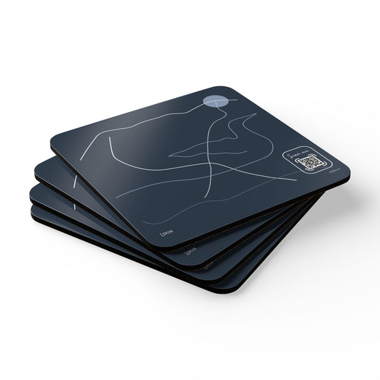 Minimalist Corkwood Coaster Set - Stylish Loon Mountain Design - Perfect for your BNB in New Hampshire