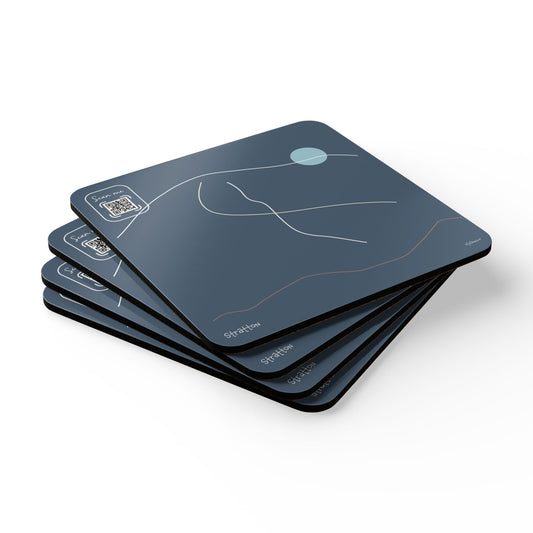 Minimalist Artistic Cork Coaster Set – Stratton Mountain Design Perfect for your BNB in Vermont