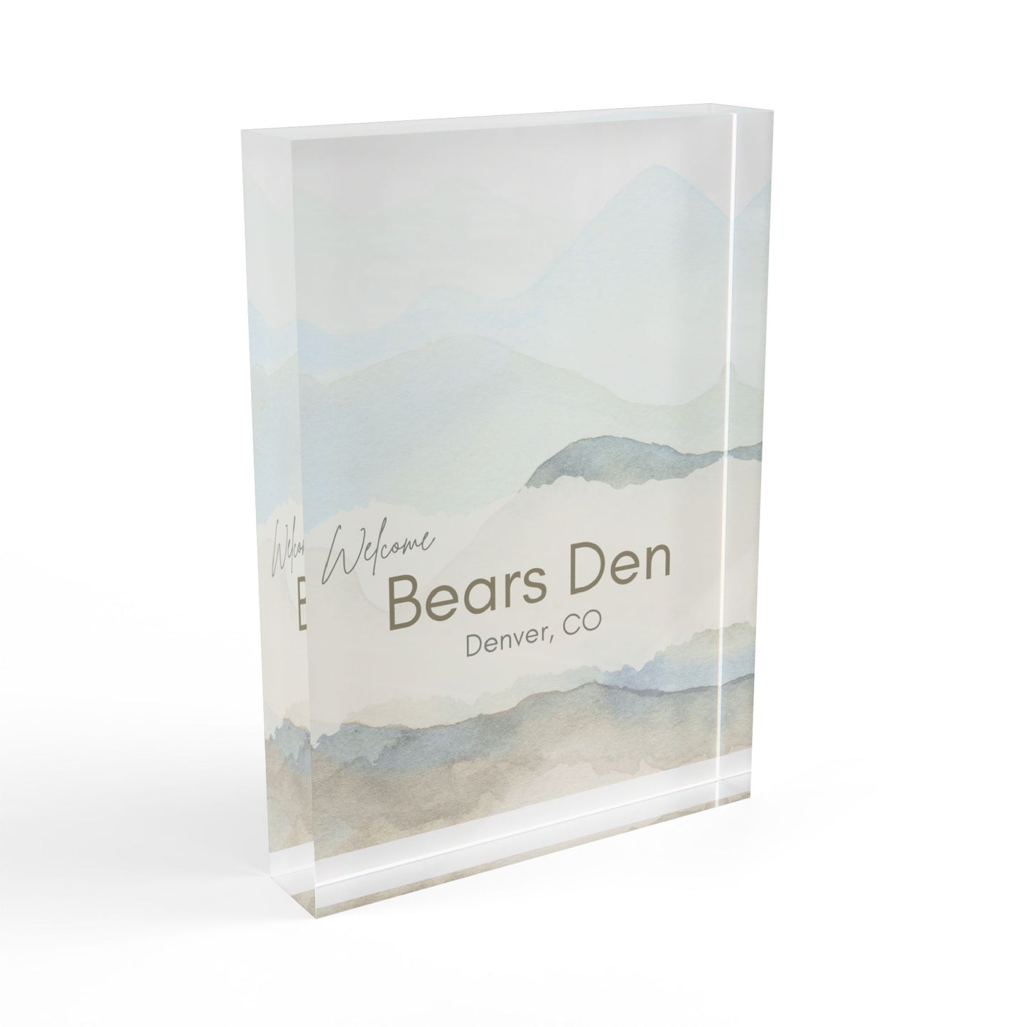 Airbnb Welcome Block - Personalized Welcome Block with Mountains Watercolor Design- Add your rental home name and info Vista Nuovo Fine Art Prints by Juliana2me