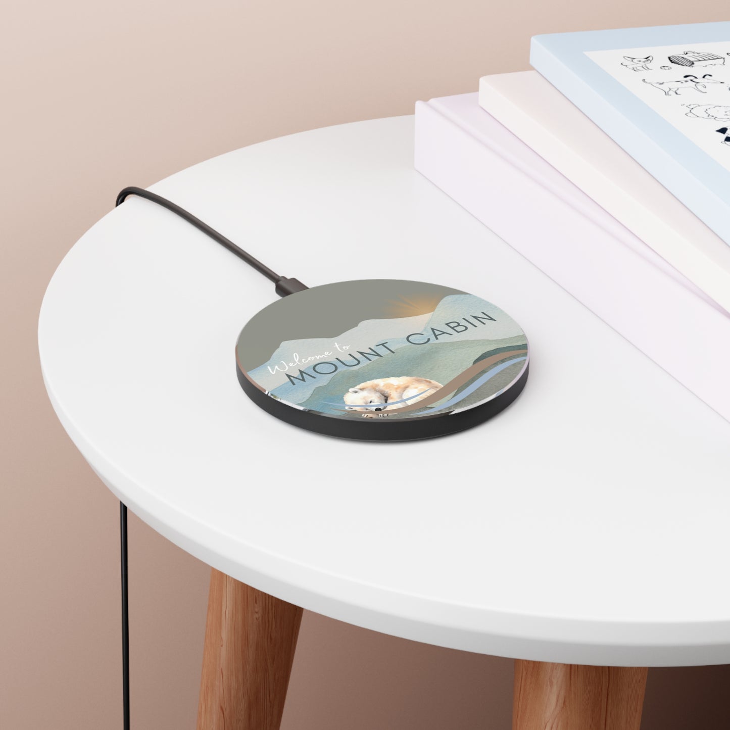 Wireless Charging Pad "Mount Cabin Polar Bear" Design for Airbnb Hosts Vista Nuovo Fine Art Prints by Juliana2me