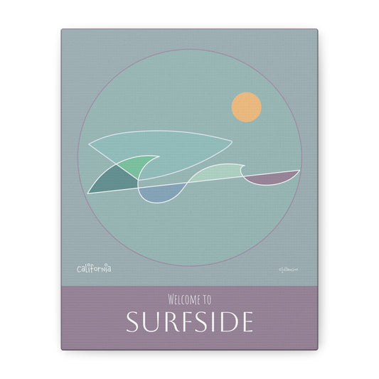 Canvas Wall Art - Surf Wave California Themed Welcome Sign, Personalized for Vacation Rental Home