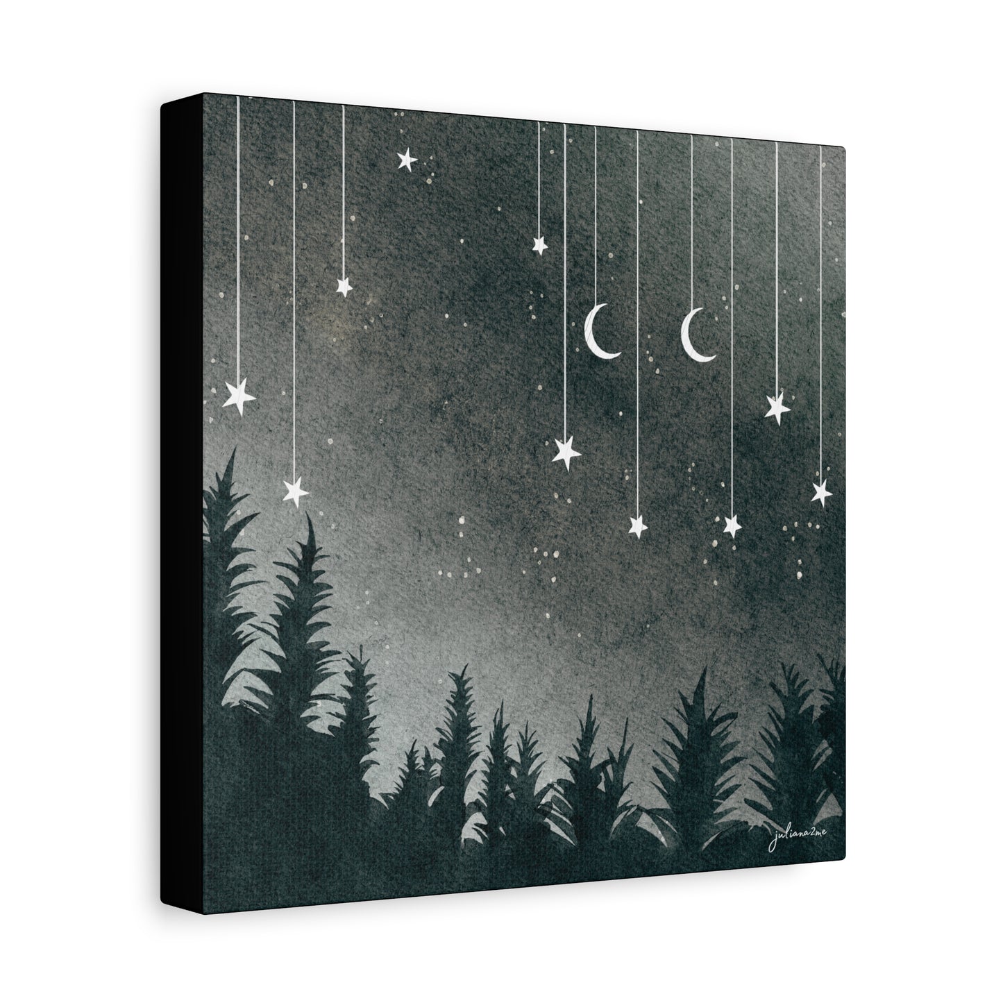 Monochrome Dream, Moonlit Forest Canvas Art | Night Sky Wall Decor, Celestial Artwork, Art for Nature Lovers, Starry Night Vacation Home Decor Vista Nuovo Fine Art Prints by Juliana2me