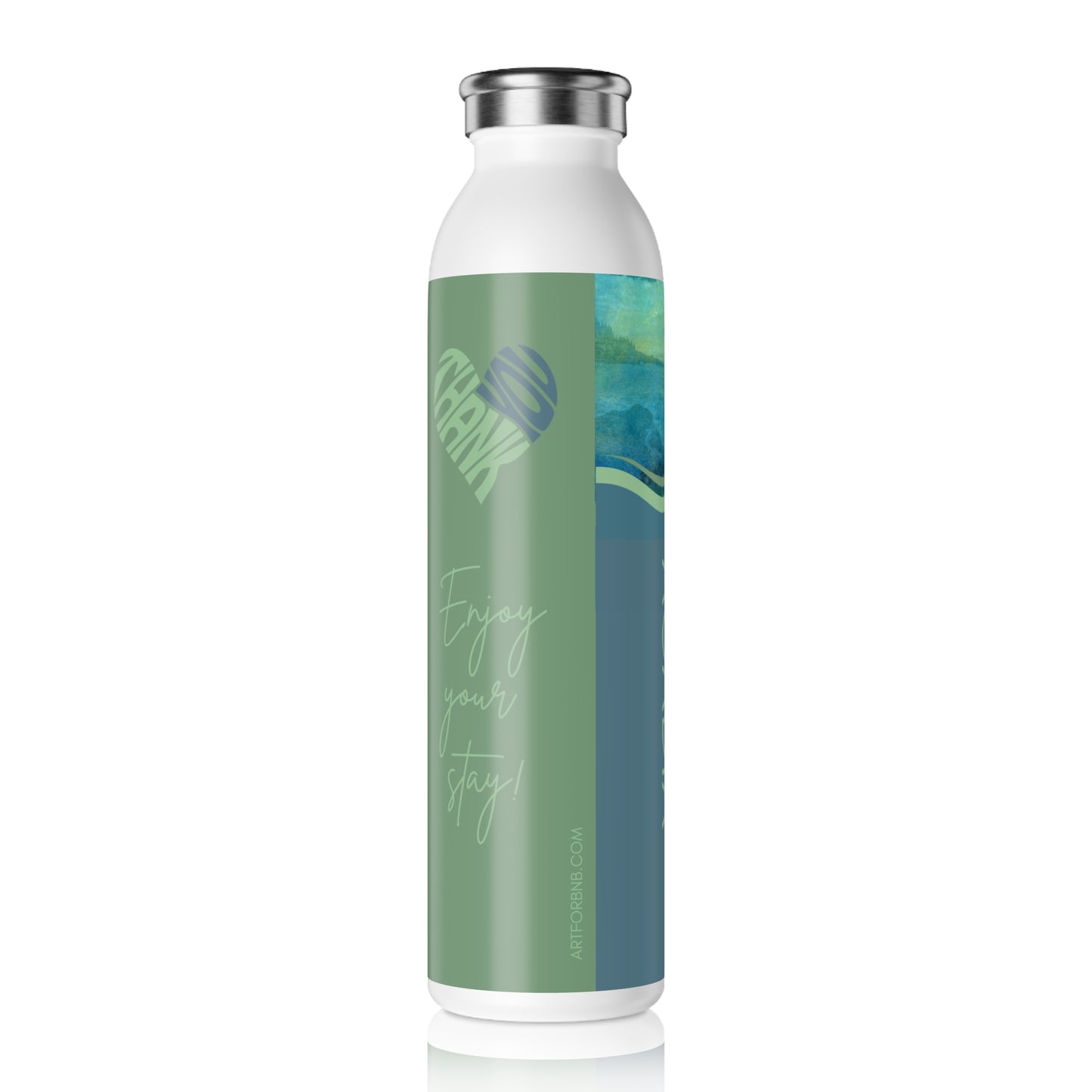 Customizable Acadia Water Bottle - Hostess Gift for Boutique Hotels and AirBnB - Personalized Vacation Rental Souvenir Vista Nuovo Fine Art Prints by Juliana2me