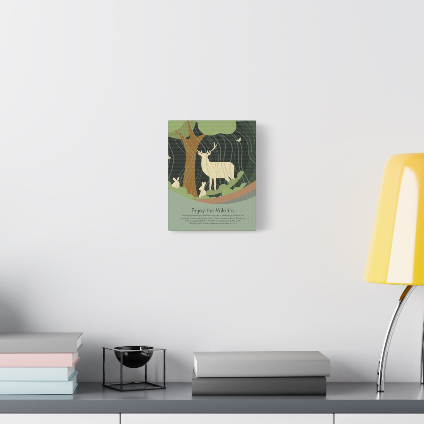 Canvas Print Welcome Sign " Enjoy the Wildlife" Deer Bunny Vista Nuovo Fine Art Prints by Juliana2me