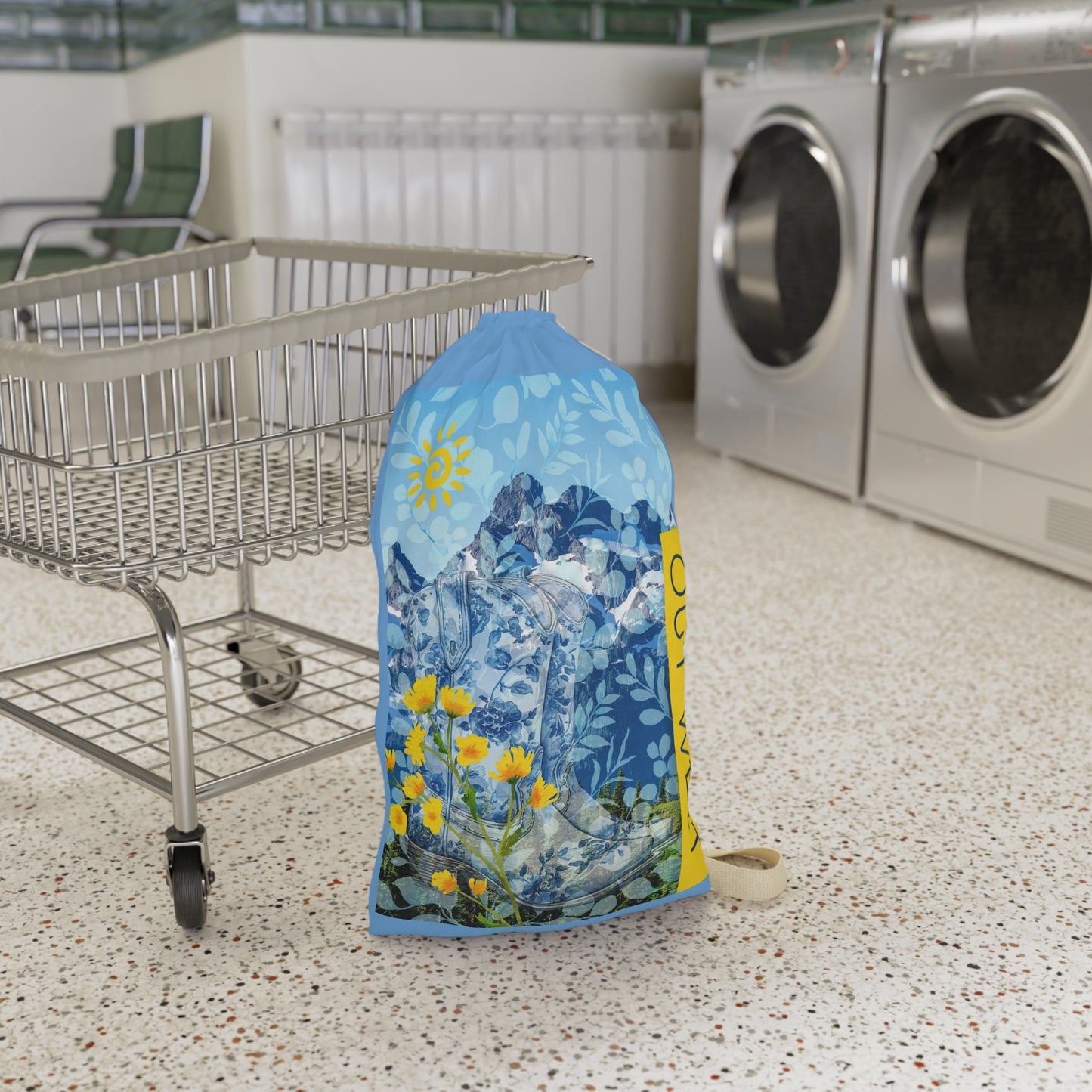 Out West Colorful Laundry Bag, Out West Design, Eco-Friendly Storage Solution, Travel and Vacation Home Organizer Vista Nuovo Fine Art Prints by Juliana2me