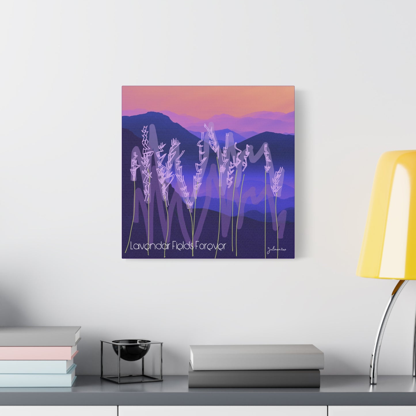 Lavendar Fields Forever, Graphic Canvas Print, Bold and Colorful for a Statement in Your Vacation Rental Home Vista Nuovo Fine Art Prints by Juliana2me