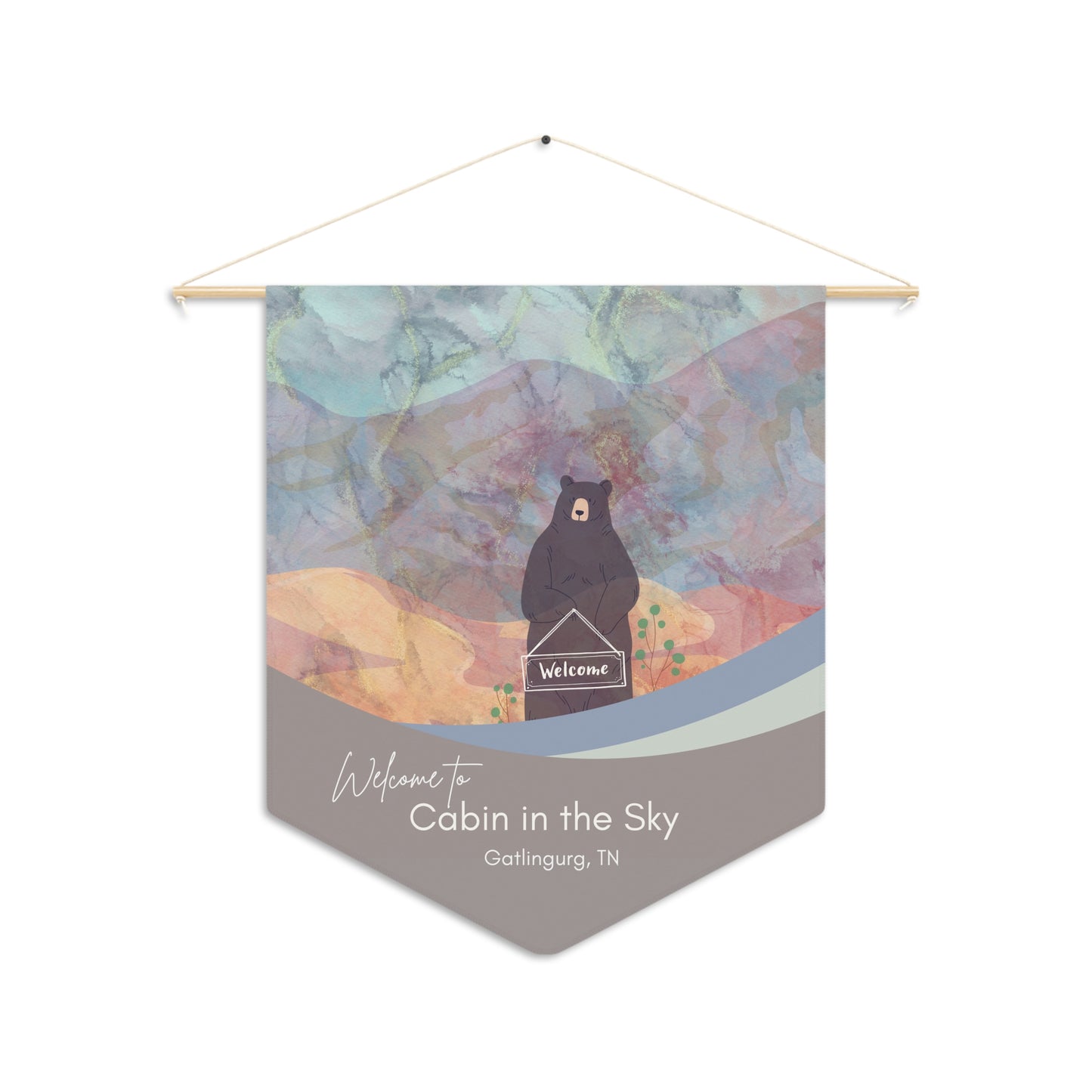 Welcome Bear, Mountain Cabin Personalized Airbnb Vacation Home Decor Vista Nuovo Fine Art Prints by Juliana2me