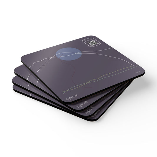 Minimalist Corkwood Coaster Set - Stylish Sugarloaf Mountain Design - Perfect for your BNB in Maine