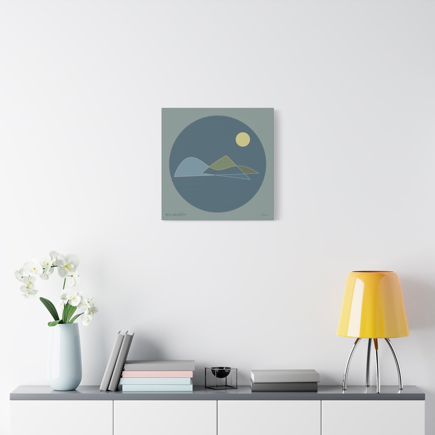 New Hampshire Shapes Canvas Print - Minimal Line Art for Mountain Lovers Vista Nuovo Fine Art Prints by Juliana2me