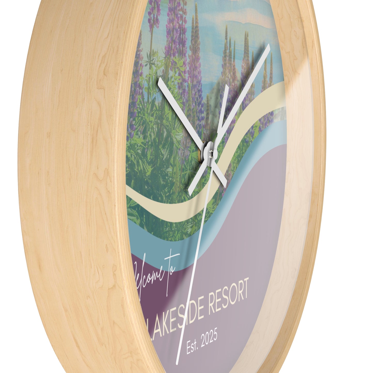 Lakeside Lupine Wall Clock Vista Nuovo Fine Art Prints by Juliana2me