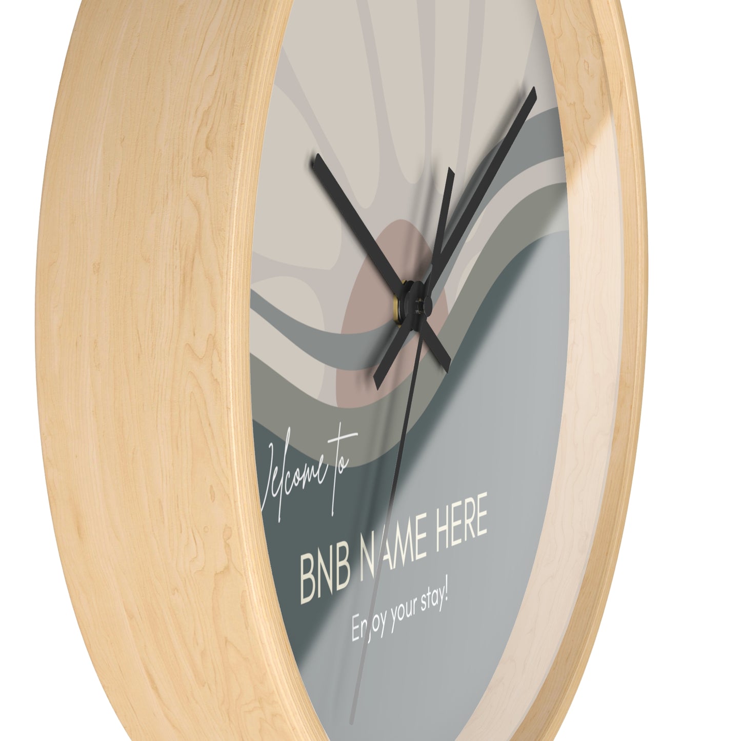 Sun Flower Wall Clock - Modern Minimal Style with Customizable Vacation Rental Home Name Vista Nuovo Fine Art Prints by Juliana2me
