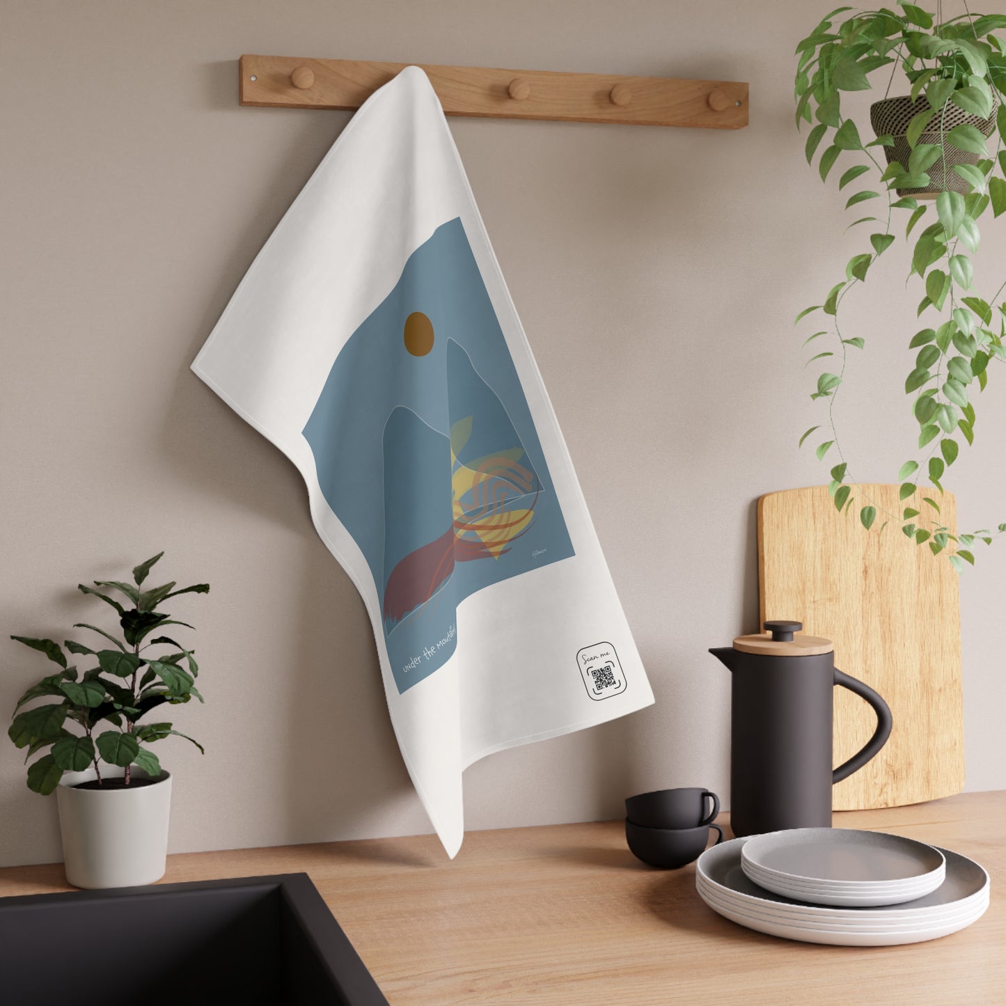 Under The Mountains (Primary) Abstract Tea Towels - Stylish Cotton & Poly Fabric Kitchen Decor for Your Mountain Vacation Rental Home Vista Nuovo Fine Art Prints by Juliana2me