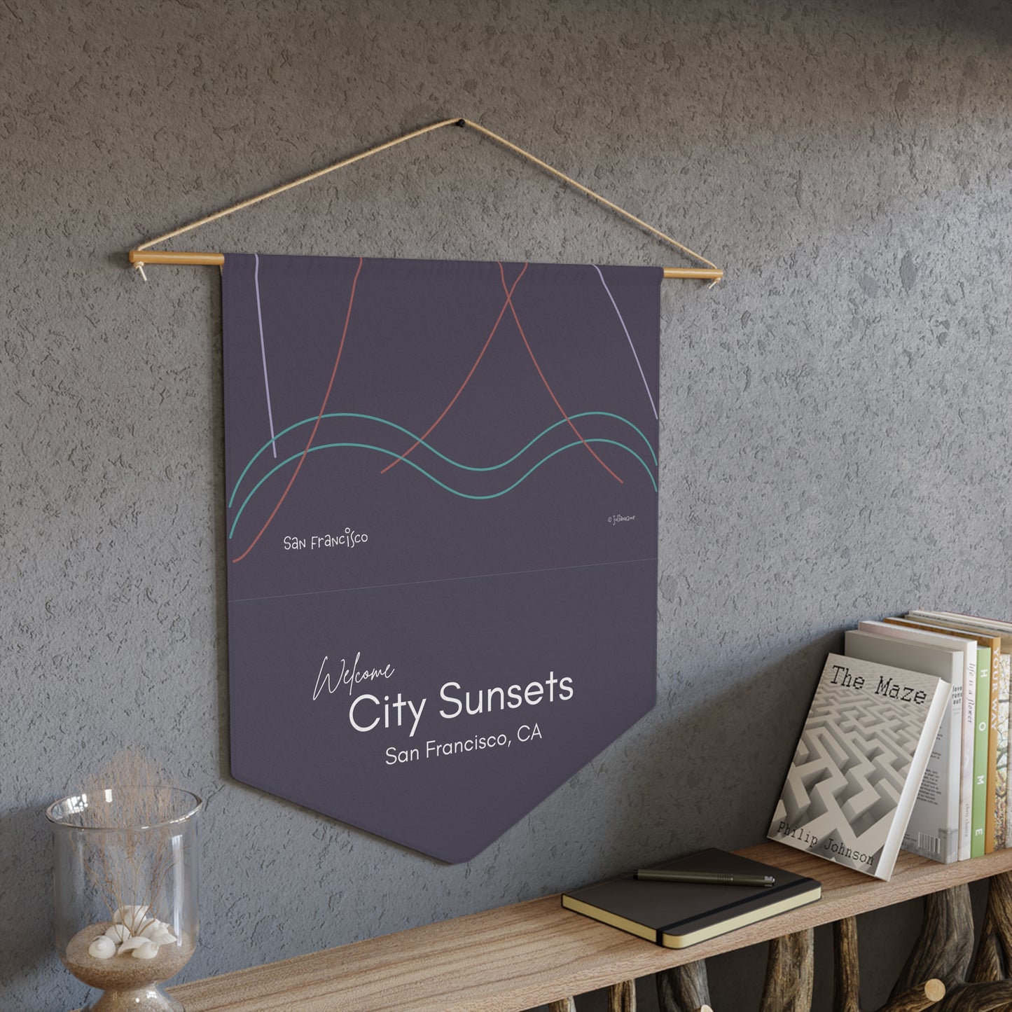 San Francisco Pennant Wall Art, Modern Decor for Airbnb Homes in SF Area Vista Nuovo Fine Art Prints by Juliana2me