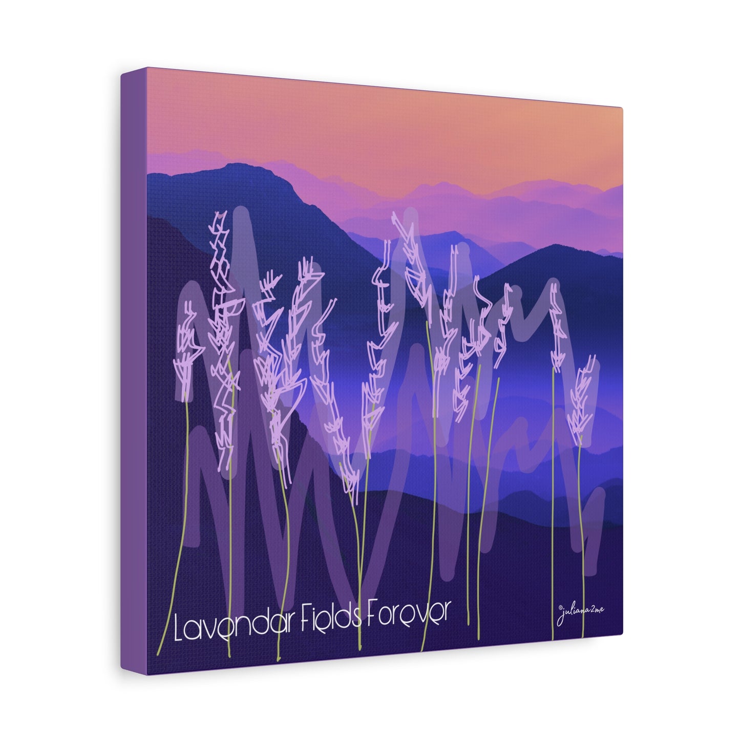 Lavendar Fields Forever, Graphic Canvas Print, Bold and Colorful for a Statement in Your Vacation Rental Home Vista Nuovo Fine Art Prints by Juliana2me