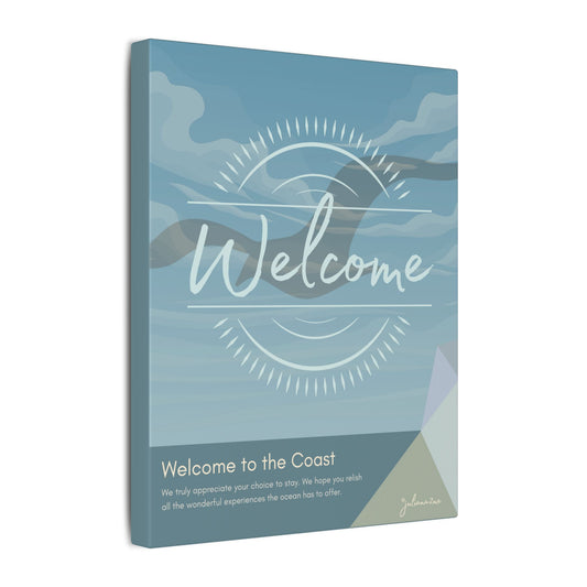Seagull Canvas Welcome Sign for Airbnb Hosts (Welcome to the Coast)