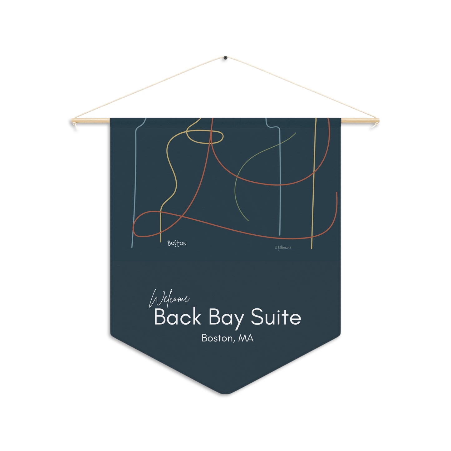 Welcome Pennant Banner, Custom Home Décor, Back Bay Suite Sign, Unique Wall Hanging, Modern Textile Art Vista Nuovo Fine Art Prints by Juliana2me