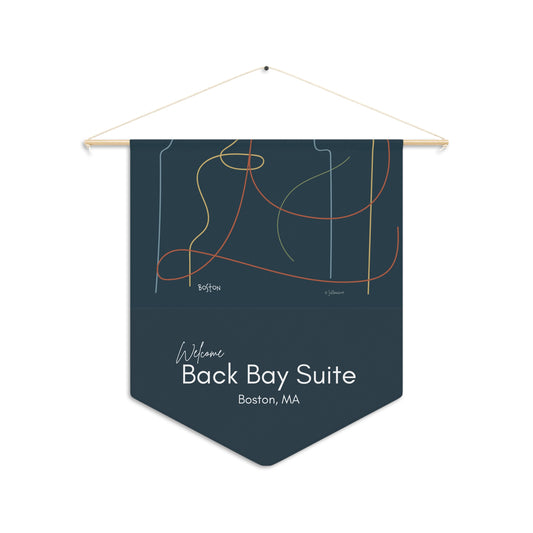 Welcome Pennant Banner, Custom Home Décor, Back Bay Suite Sign, Unique Wall Hanging, Modern Textile Art