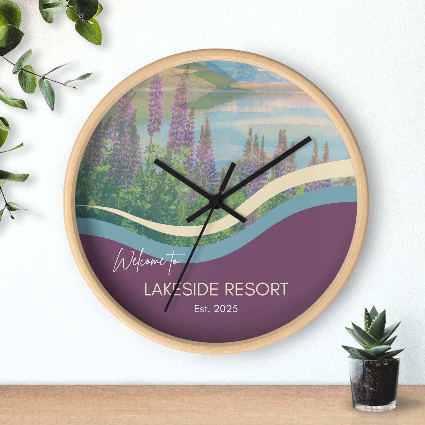 Lakeside Lupine Wall Clock Vista Nuovo Fine Art Prints by Juliana2me