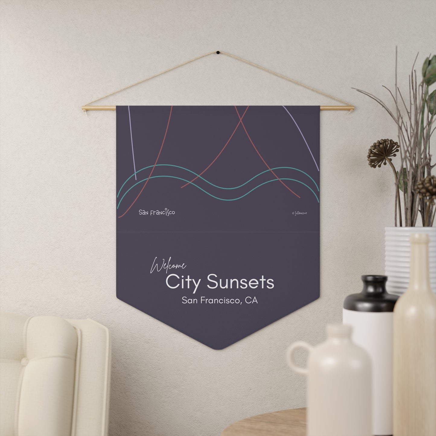 San Francisco Pennant Wall Art, Modern Decor for Airbnb Homes in SF Area Vista Nuovo Fine Art Prints by Juliana2me