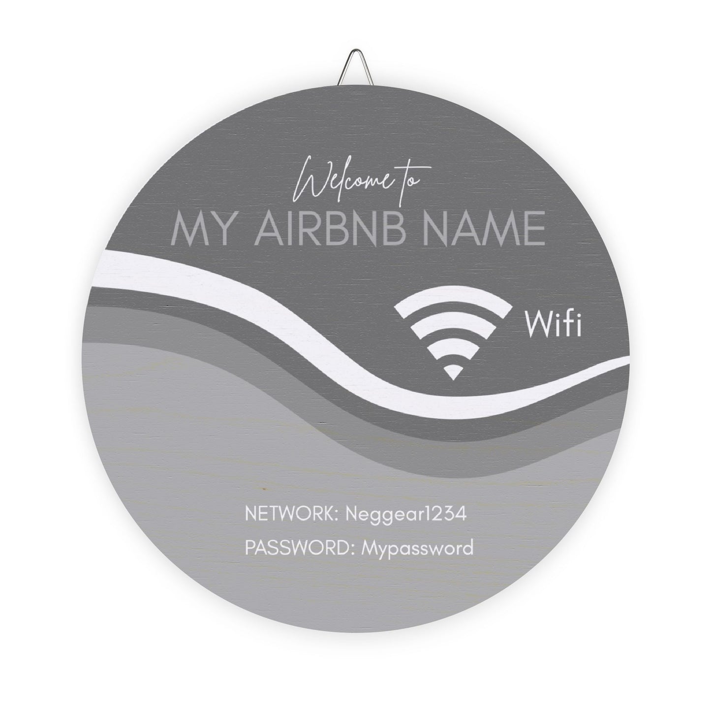 Wooden Sign - Airbnb Hosts WiFi Info Personalized Sign for your Guests with Wifi Info Vista Nuovo Fine Art Prints by Juliana2me