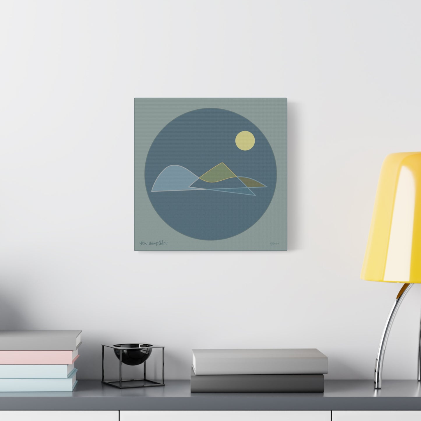 New Hampshire Shapes Canvas Print - Minimal Line Art for Mountain Lovers Vista Nuovo Fine Art Prints by Juliana2me
