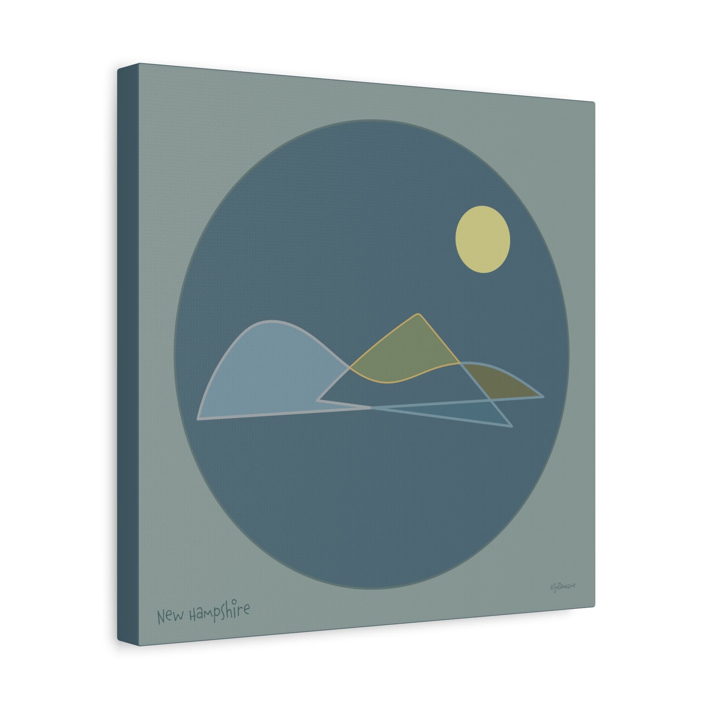 New Hampshire Shapes Canvas Print - Minimal Line Art for Mountain Lovers Vista Nuovo Fine Art Prints by Juliana2me