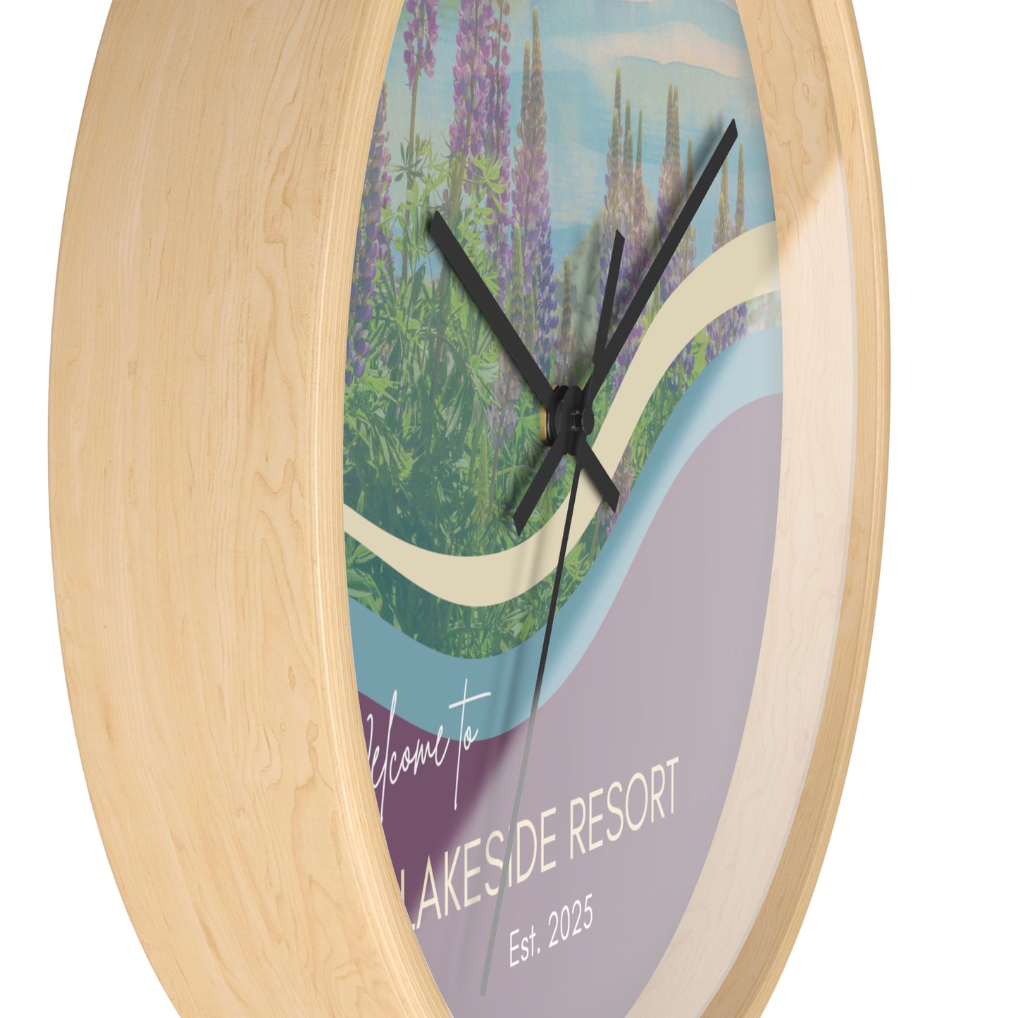 Lakeside Lupine Wall Clock Vista Nuovo Fine Art Prints by Juliana2me
