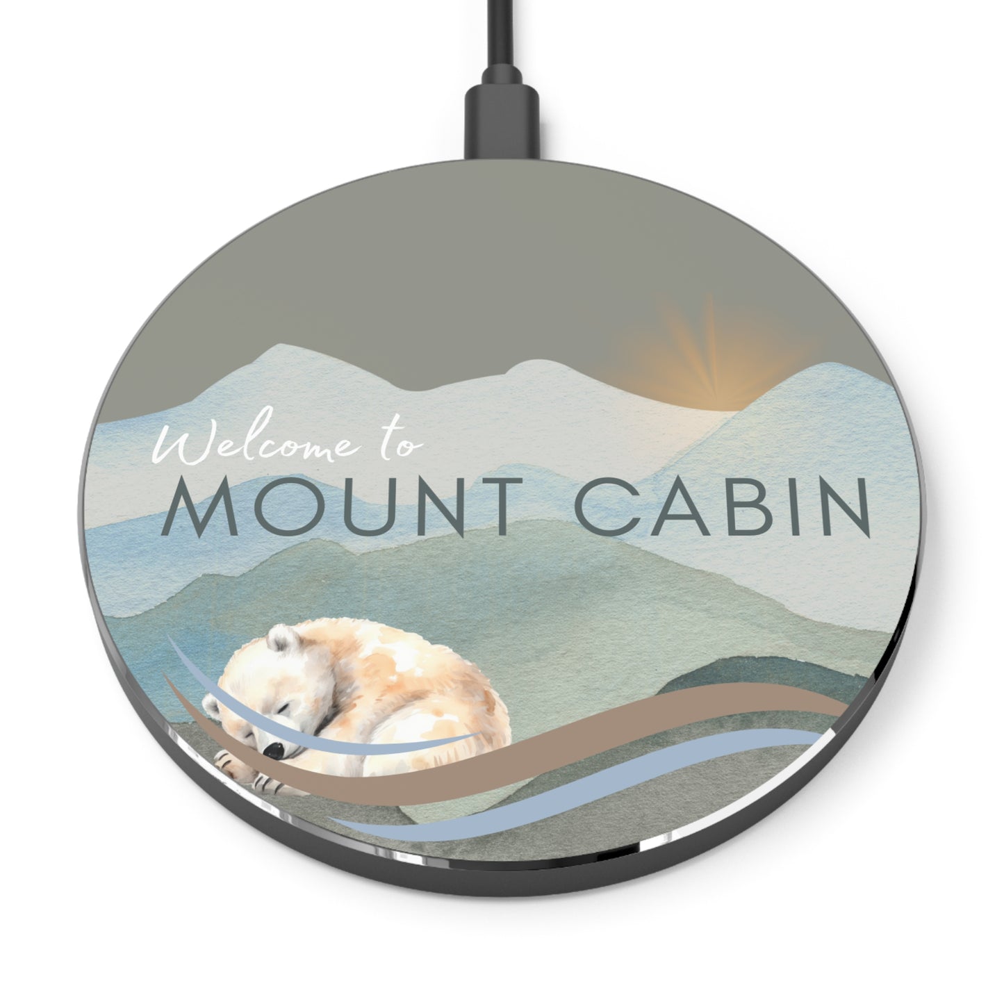 Wireless Charging Pad "Mount Cabin Polar Bear" Design for Airbnb Hosts Vista Nuovo Fine Art Prints by Juliana2me